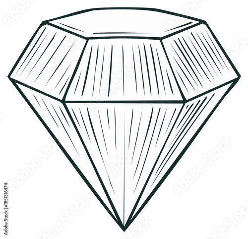 Hand drawn sketch of a precious diamond gemstone illustration