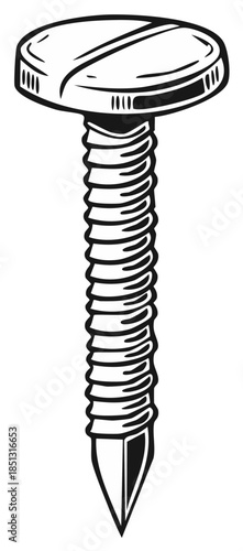 Outline Illustration of a Slotted Wood Screw for Crafting and Carpentry Projects