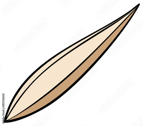 Illustration of a stylized surfboard with smooth curves and a pointed nose