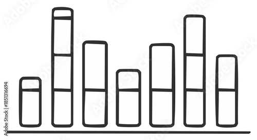 Hand drawn graph illustration of different sized bars