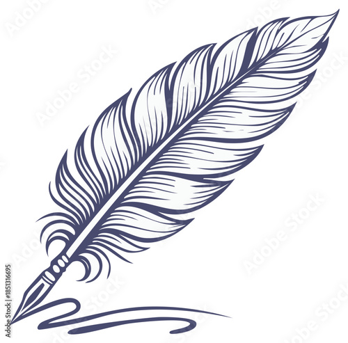 Elegant Quill Pen Writing Tool Illustration Decorative Vector Art