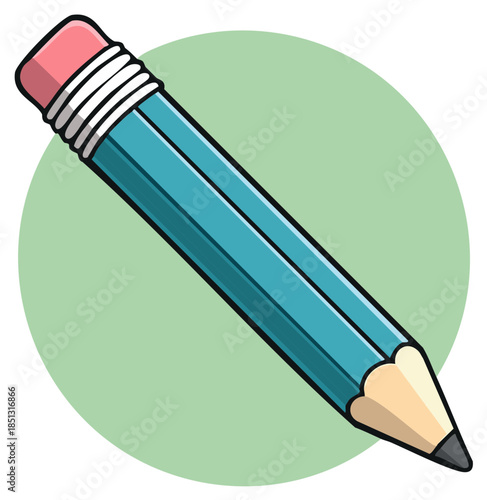 Cartoon wooden pencil with eraser vector illustration for school and drawing