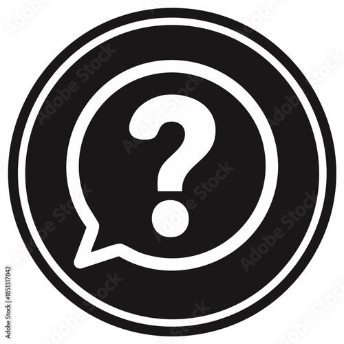 Question mark icon in round speech bubble Ask for advice and support