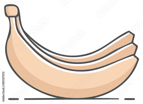 A bunch of stylized yellow bananas with a cartoonish outline against a white background