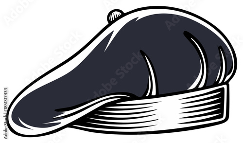 Classic Dark Beret Hat with Band