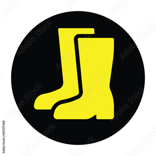 Industrial PPE Safety Sign Bundle with Respirator Mask and Protective Footwear Icons Featuring Mandatory Must Be Worn Warning Graphics - High Quality Vectorial Stock Image