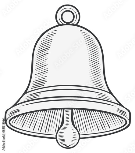 Drawn Metal Bell for Ringing Signal, Handbell Illustration, Alert and Announcement