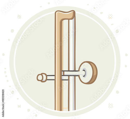 Trombone instrument illustration with muted colors, brass musical instrument, illustration art