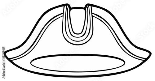 Outline Drawing of a Tricorne Hat, Traditional 18th Century Style