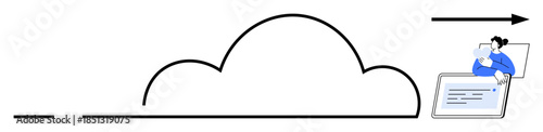 Cloud computing. Cloud computing online data transfer and digital communication. Cloud computing enabling efficient storage, sharing, and remote online access. For technology, data, teamwork, IT