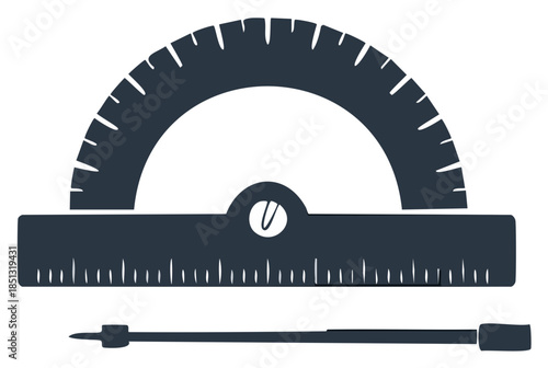 Technical Drawing Instrument Set Featuring Protractor Ruler and Needle Tool Engineering Geometry