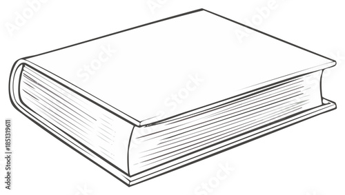 Closed Blank Book Illustration With Thick Pages and Spine Detail