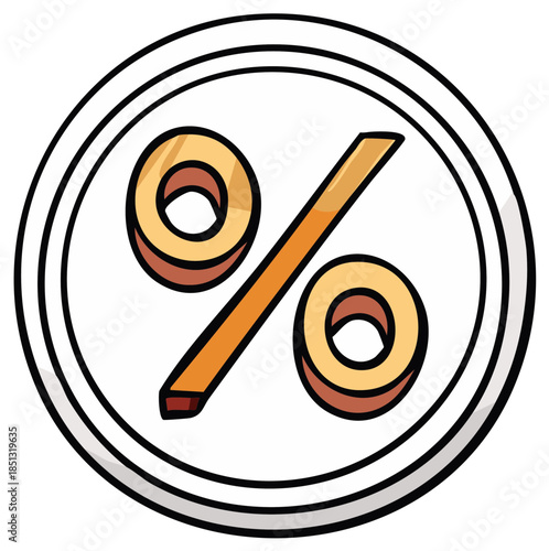 Hand Drawn Percentage Symbol in Circle for Discount Sale and Interest Rate Illustration