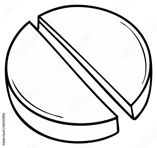 Split round pill illustration medicine treatment remedy health prescription