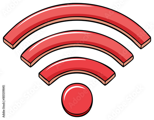 Bold Red Wi-Fi Signal Icon Graphic Illustration