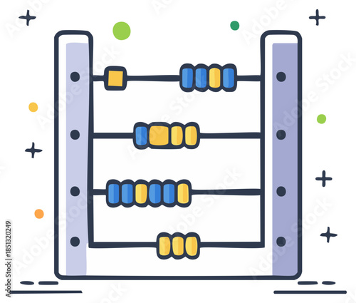 Hand drawn doodle style abacus illustration for math calculation and learning
