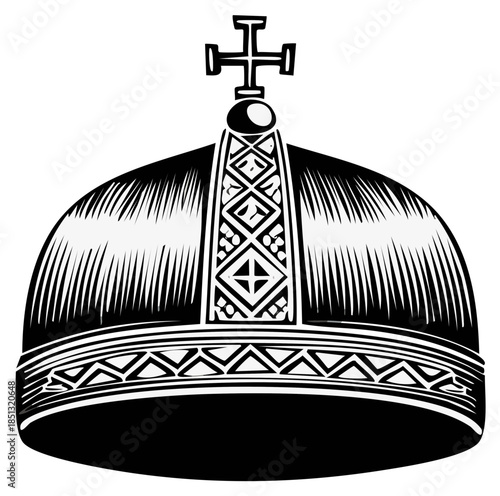 Orthodox Crown with Cross Detailed Religious Symbol of Authority and Faith