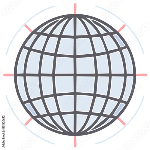 Stylized Globe Illustration with Lines of Latitude and Longitude for Cartography and Geographic Applications