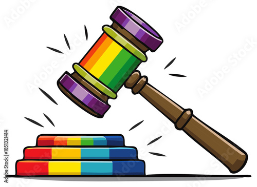 Rainbow Gavel and Sounding Block Representing Justice and Equality for the LGBTQ Community