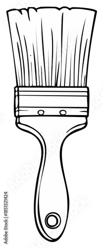 Simple black and white line art illustration of a classic paintbrush art tool
