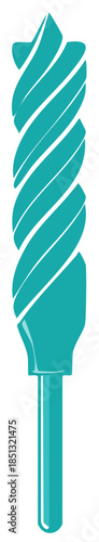 Abstract Teal Spiral Drill Bit Graphic Element for Construction or DIY Projects