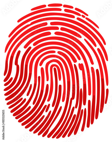 Red Stylized Fingerprint Illustration Symbolizing Digital Identity Security and Biometric Authentication