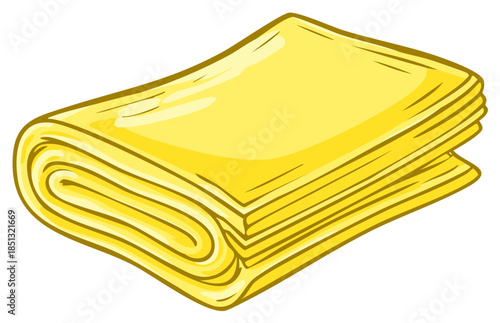 Stacked Yellow Fabric Folded and Rolled for Storage or Crafting
