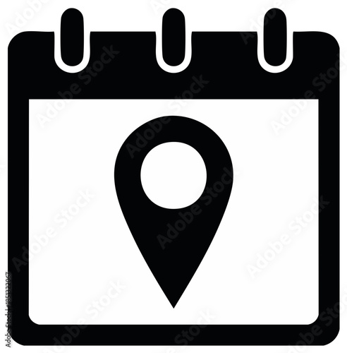 Calendar Page with Location Marker Pin Icon for Scheduling Events and Travel Planning