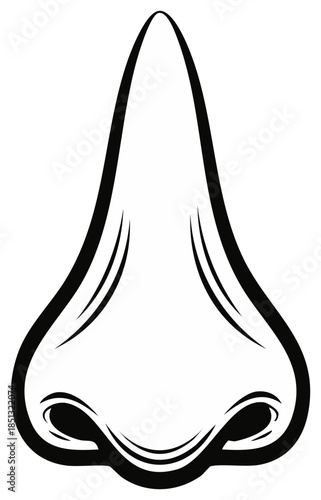 Stylized nose illustration conveying sniffing or smelling sensation, embodying facial features in a contemporary graphic expression