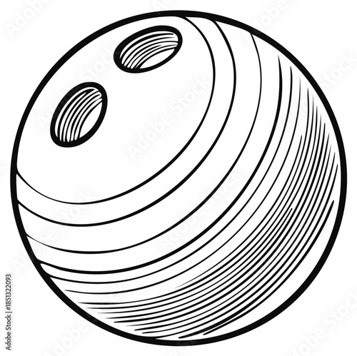 Hand Drawn Sketch of a Classic Bowling Ball with Three Finger Holes