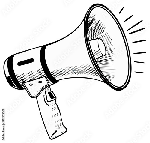Line drawing of megaphone illustration for communication and announcements