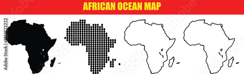 African Ocean Map Outline and Silhouette
