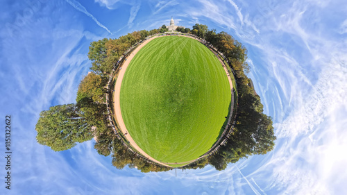 Creative spherical panorama of the Capitol grounds. 360-degree view of the Capitol and lawn by Tiny Planet