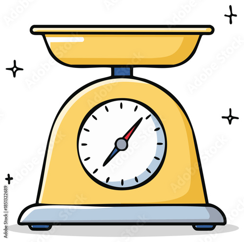 Vibrant Yellow Kitchen Scale with Analog Dial for Precise Food Weight Measurement and Culinary Preparation