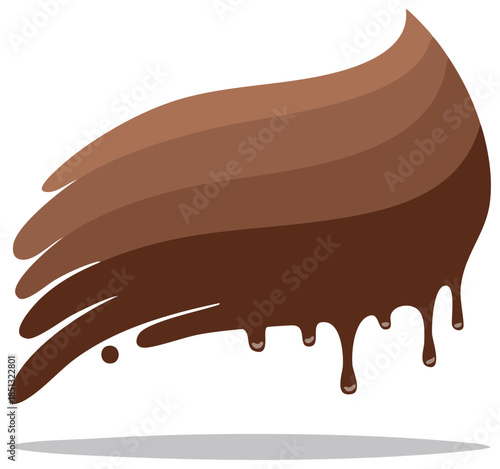 Chocolate cascade brown cream layers vector melting sweet dessert topping dripping confectionery treat food concept illustration