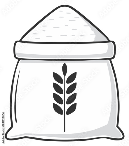 Illustration of a Sacked Grain with Wheat Symbol