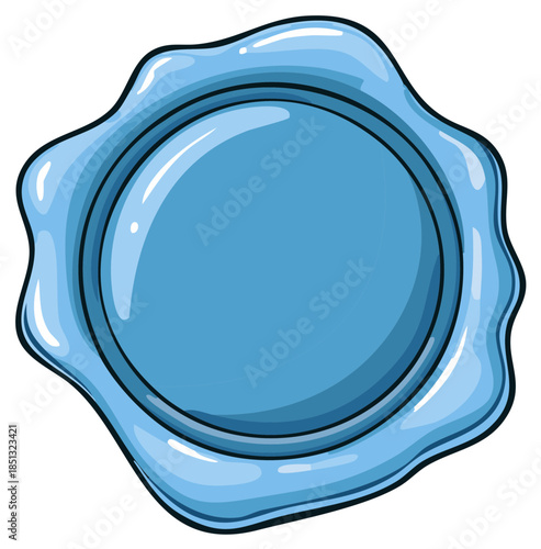 Blue Wax Seal Graphic Decorative Element Invitation Design Vintage Stamp Blank Template Circle Illustration