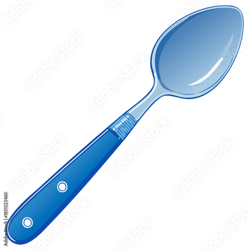 Elegant blue spoon, featuring a modern handle design and a polished bowl, adding a touch of class to dining and culinary-related imagery.
