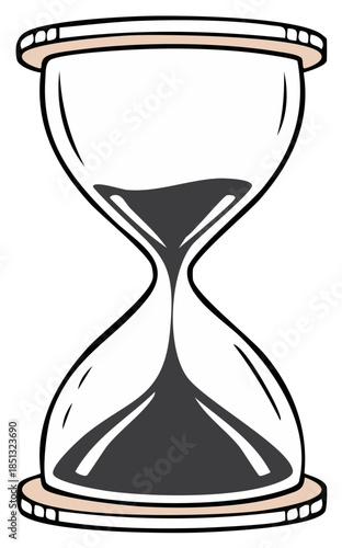 Hourglass illustration with sand flowing through a classic antique time measuring device.