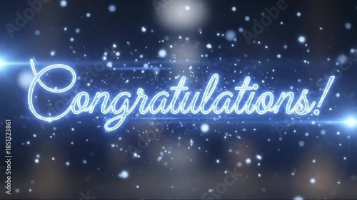 Interactive Celebration of Success with Bright Neon Congrats Display in a Digital Setting