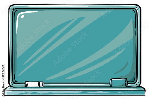 Cartoon style chalkboard illustration with chalk and eraser for educational design and lesson plans