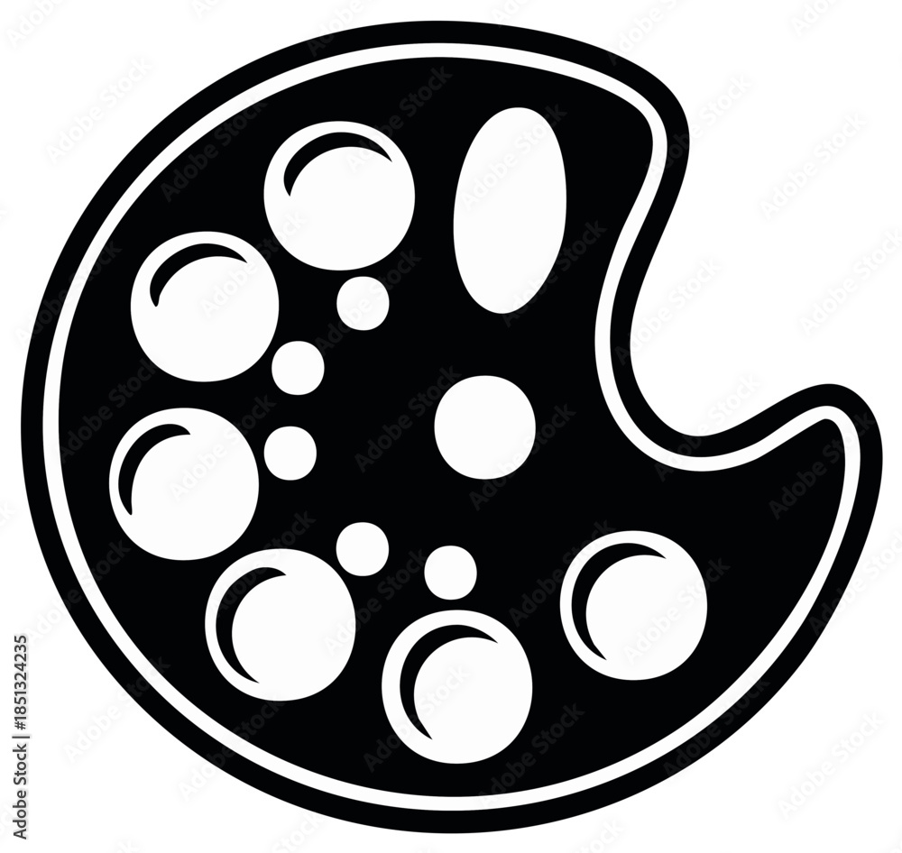 Fototapeta premium Black and white artist paint palette vector icon for creative art and painting