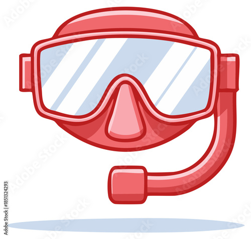 Red Cartoon Snorkel Mask Equipment: Recreational Underwater Activity Gear