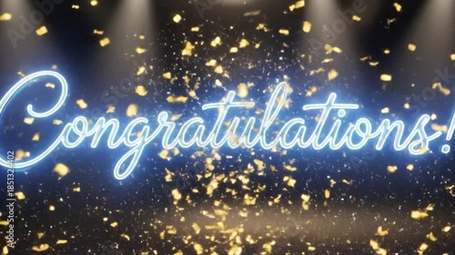 Vibrant Celebration of Achievement with Glittering Lighted Congratulations Message