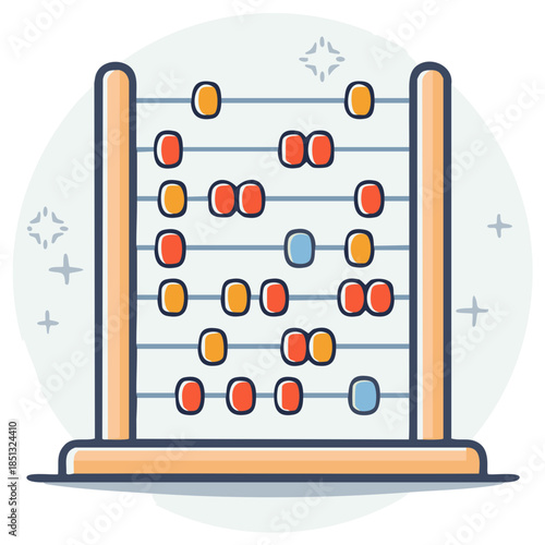 Abacus Illustration for Counting and Calculations, Traditional Educational Tool for Arithmetic Learning and Development of Math Skills in Early Childhood