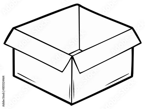 Open Cardboard Box Outline: Unpacking, Shipping Container, Packaging
