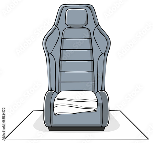 Isolated Illustration of a Clean Sports Car Seat with White Cloth