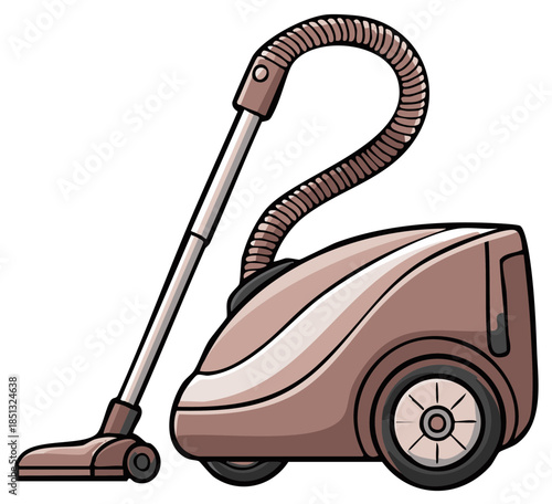 Cartoon canister vacuum cleaner illustration for home cleaning