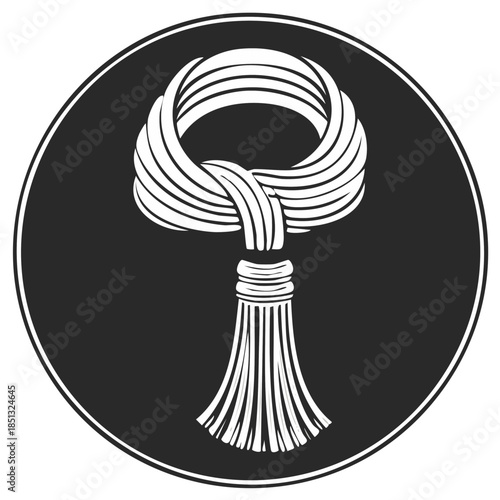 Abstract scarf graphic illustration in a circular frame.