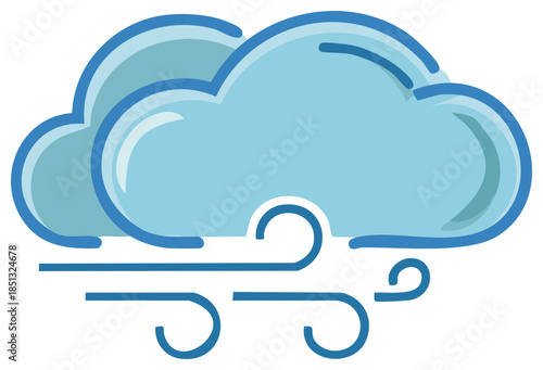 Weather illustration depicting wind and clouds in a simple cartoon vector graphic style